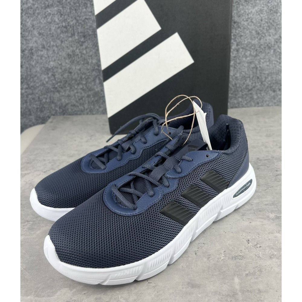 adidas Cloudfoam Flex Laces Mens 9 Navy White Sneakers Shoes HQ4853 NIB